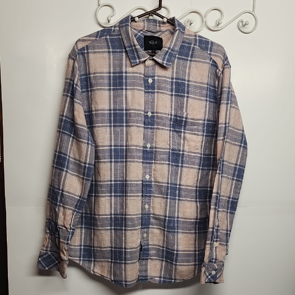 RAILS Blue and Pink Plaid Button-down casual long sleeve 100% cotton shirt Sz XL